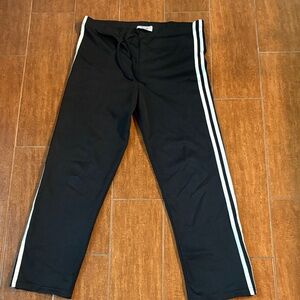 Black Track Pants with White Stripes